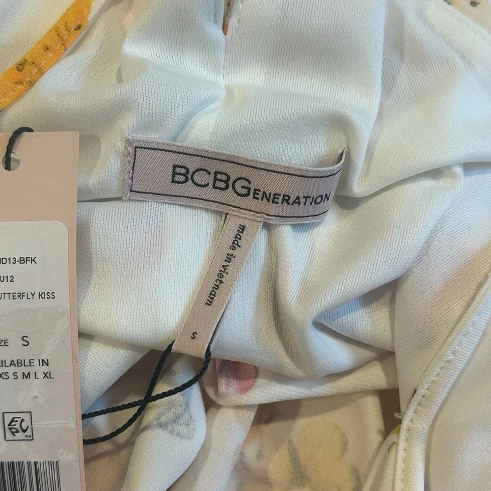 BCBG Generation Size S Midi Dress Butterfly Kiss Draped Pocket Spaghetti Strap - Picture 6 of 8